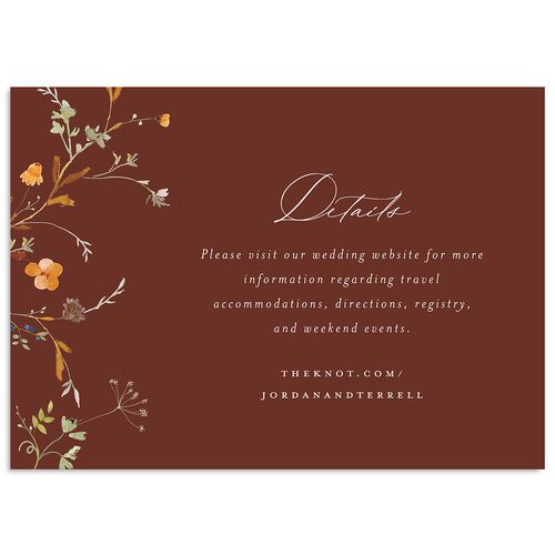 Dainty Wildflowers Wedding Event Detail Cards Chestnut Signature Standard