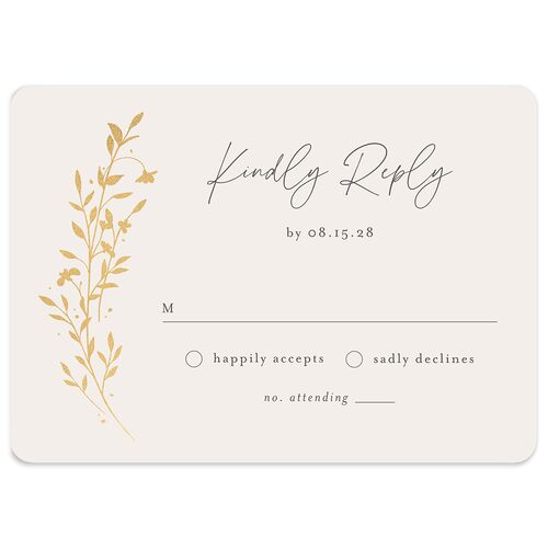 Oval Garland Foil Wedding Response Cards Champagne Gold Signature Rounded