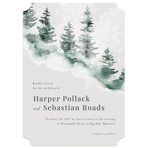 Snowy Mountainside Wedding Invitations Forest Signature Blank No Ticket