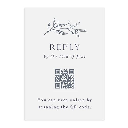 Botanical Accent QR Code RSVP Cards Ink Blue Signature