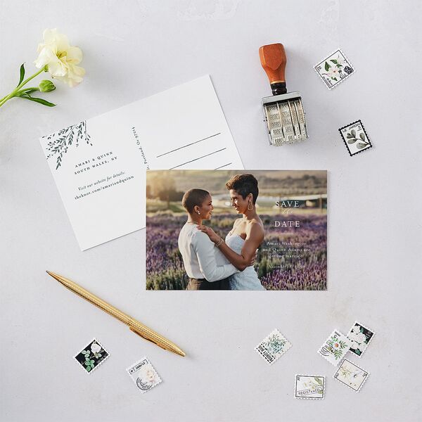 Exquisite Branches Botanical Save The Date Postcards Deep Lake