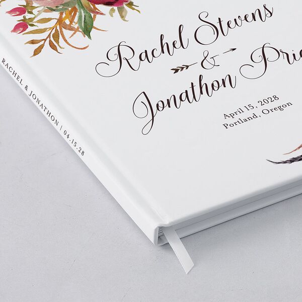 Bohemian Floral Wedding Guest Book Merlot