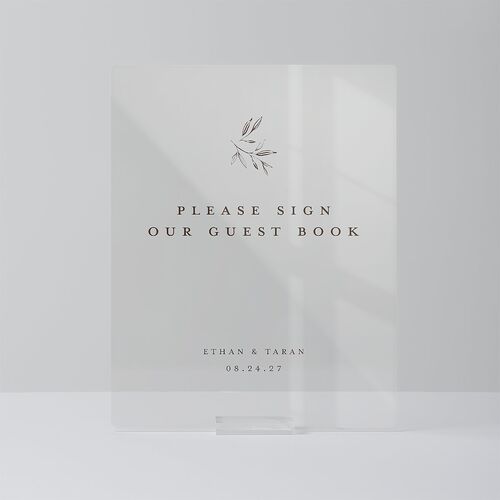 Minimal Leaves Acrylic Menu Tabletop Sign Small Bisque Standard Acrylic S Tabletop Menu