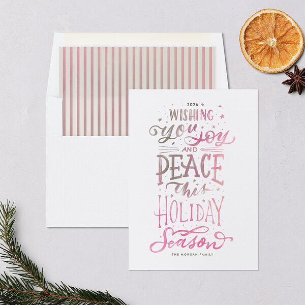 Handwritten Holiday Holiday Cards Rose Pink Signature Blank Standard Portrait