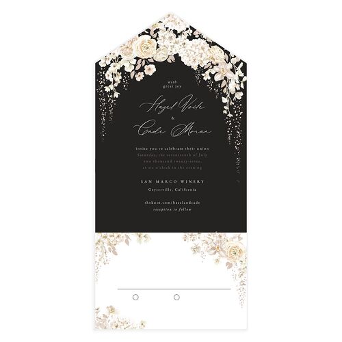 Luxury Floral All-in-One Wedding Invitations Licorice Signature Light Both Recipient and Return Addresses No