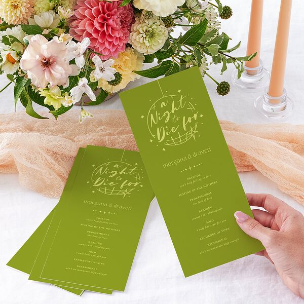 Til Death Do We Disco Wedding Programs Pear Signature