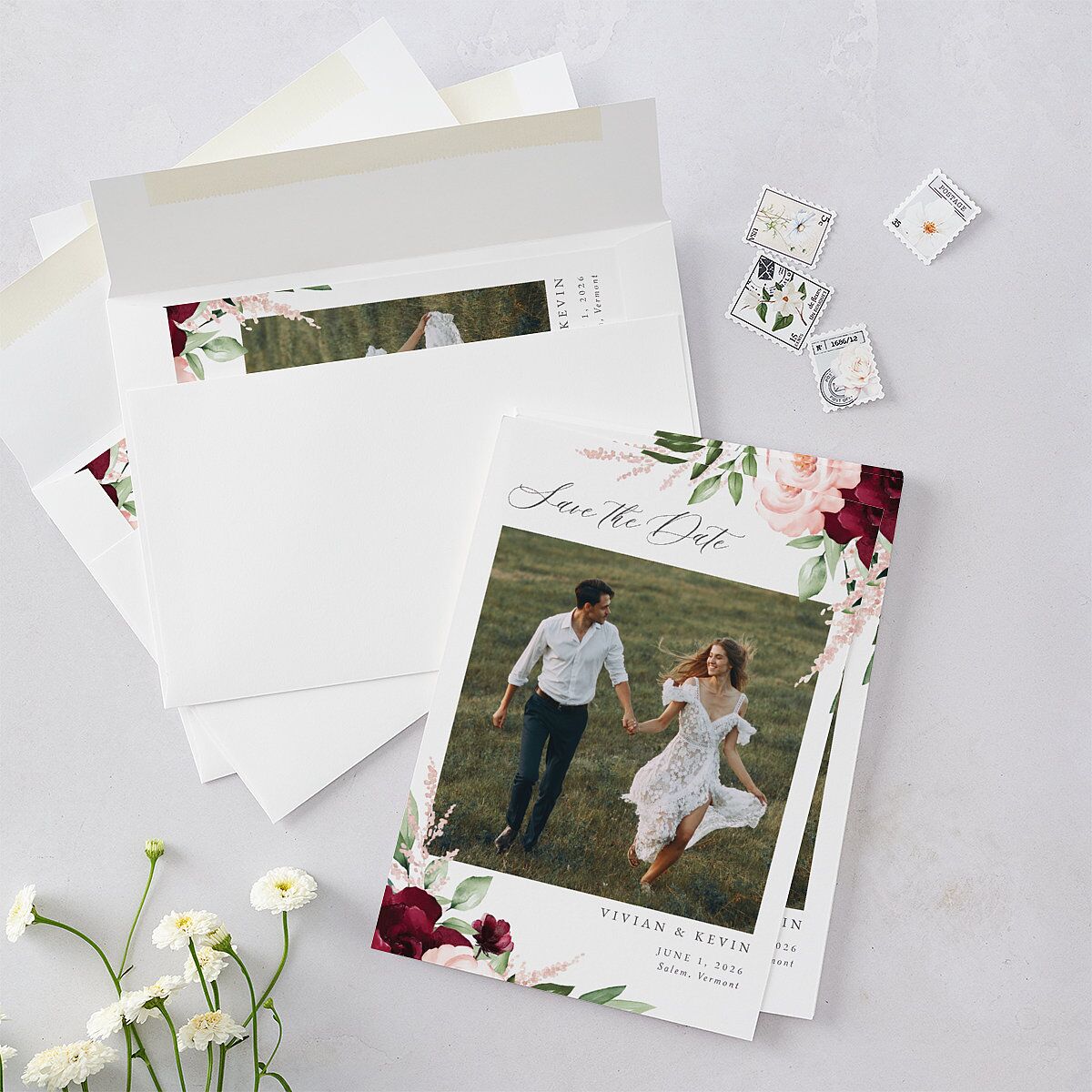 Beloved Floral Save The Date Cards — view 5