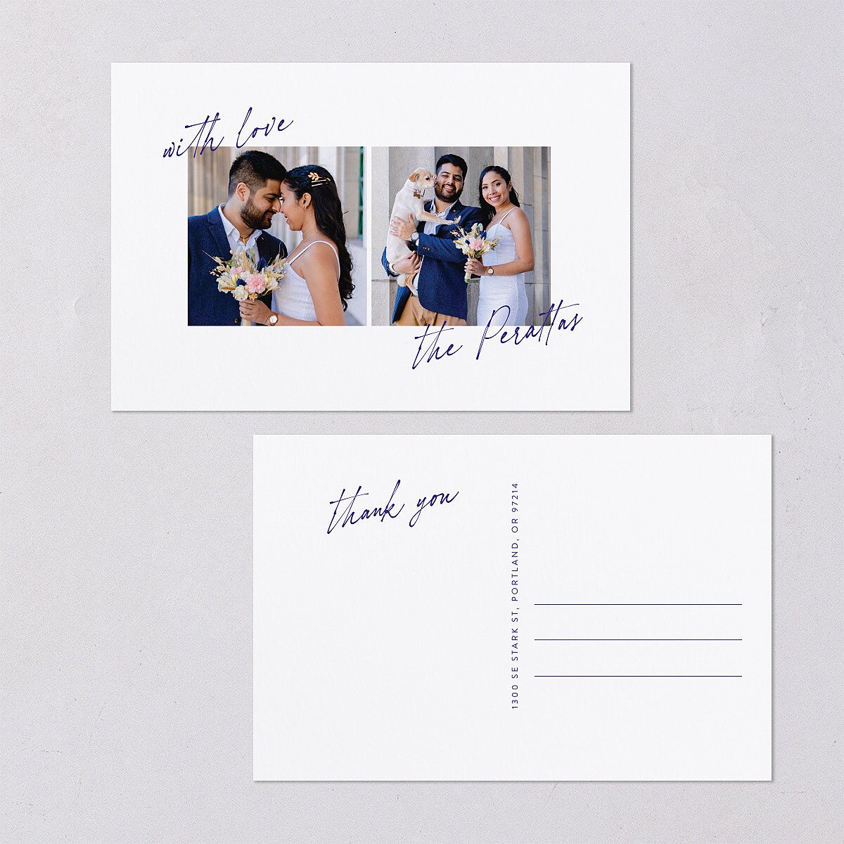 Hand Written With Love Thank You Postcards Jewel Blue