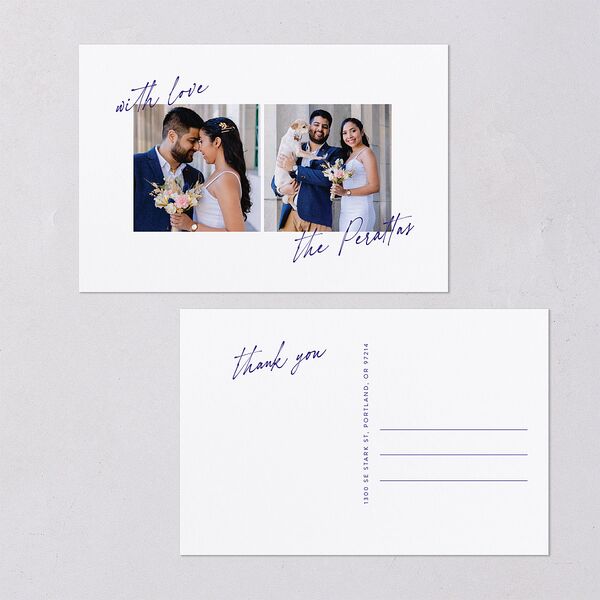 Hand Written With Love Thank You Postcards Jewel Blue
