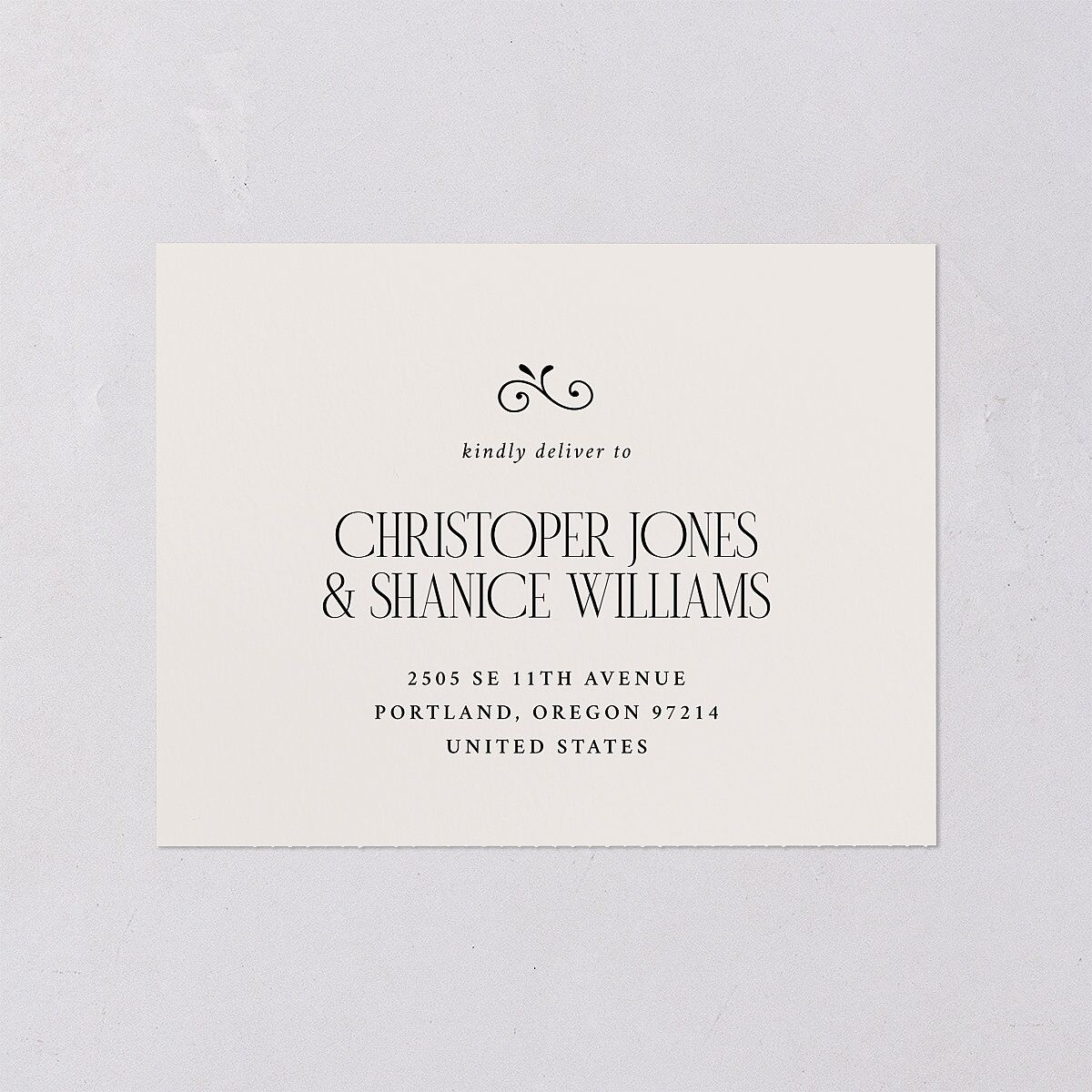 Maximalist Photo Crest All-in-One Wedding Invitations Linen Signature Light Both Recipient and Return Addresses No