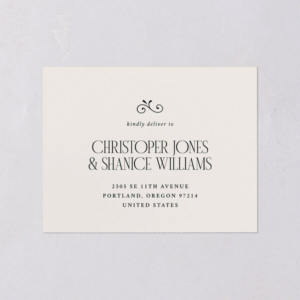 Maximalist Photo Crest All-in-One Wedding Invitations Linen Signature Light Both Recipient and Return Addresses No