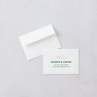Whimsically Retro Handwritten Note Response Card Envelopes Kelly Green White Return Address Signature Standard