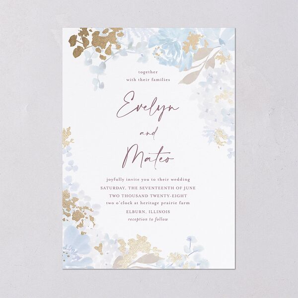 Hydrangea Garden Wedding Invitations Gold Slate Signature Blank No Standard