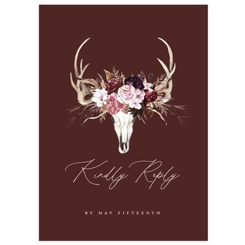 Gothic Antlers Wedding Response Cards Chocolate Signature Standard