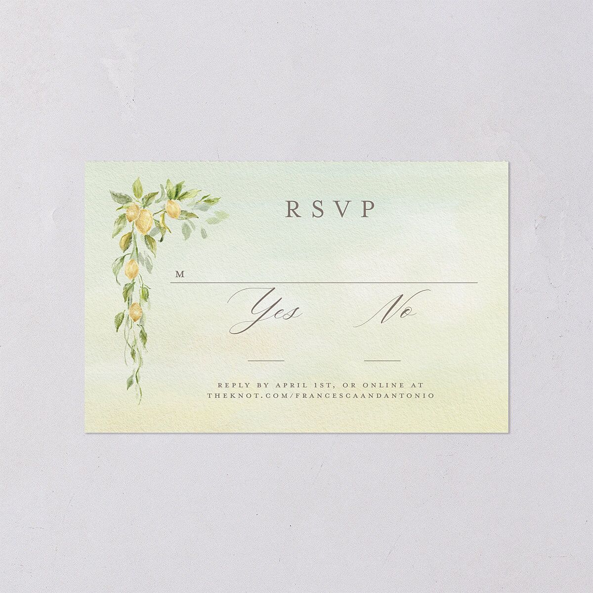Elegant Italy All-in-One Wedding Invitations Thyme Signature Light Both Recipient and Return Addresses No