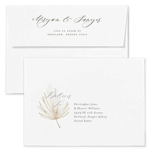 Western Floral Wedding Invitation Envelopes White Dusty Blue Both Recipient and Return Addresses Standard Signature