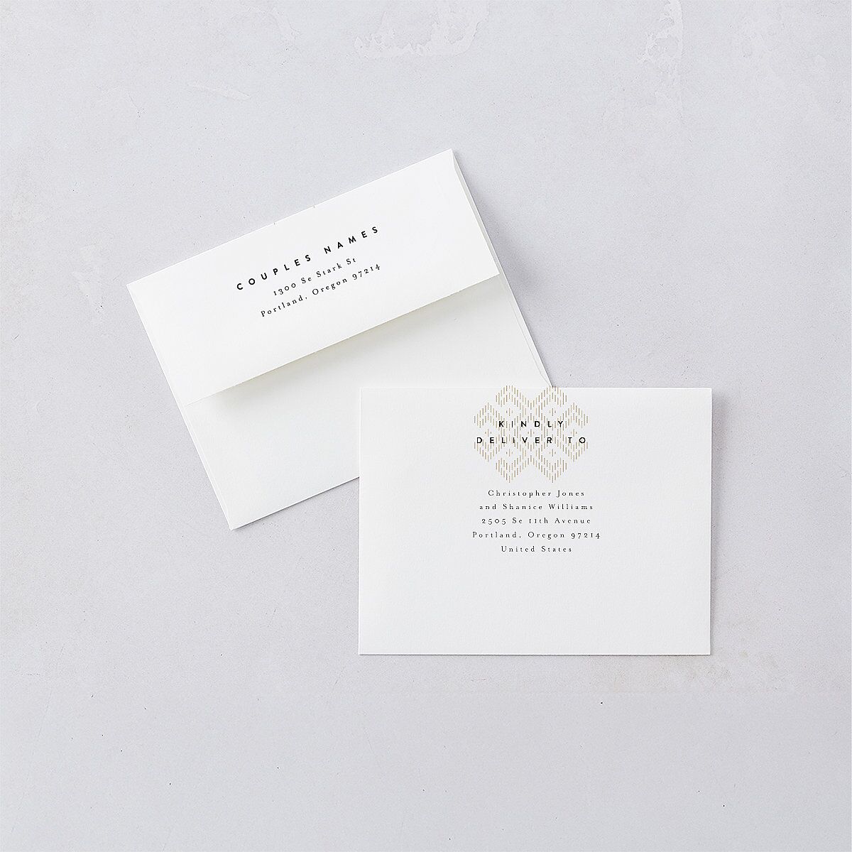 Mien Embroidery Thank You Card Envelopes White Standard Midnight Both Recipient and Return Addresses Signature