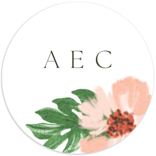 Flores Tropicais Wedding Stickers Red Clay Circle