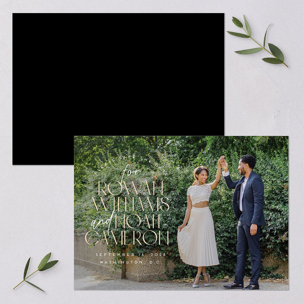 Headline Save the Date Cards Licorice Signature smooth Blank No