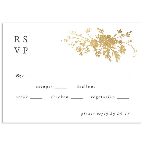 Gilded Wildflower Wedding Response Cards Gold Pure White Signature Standard