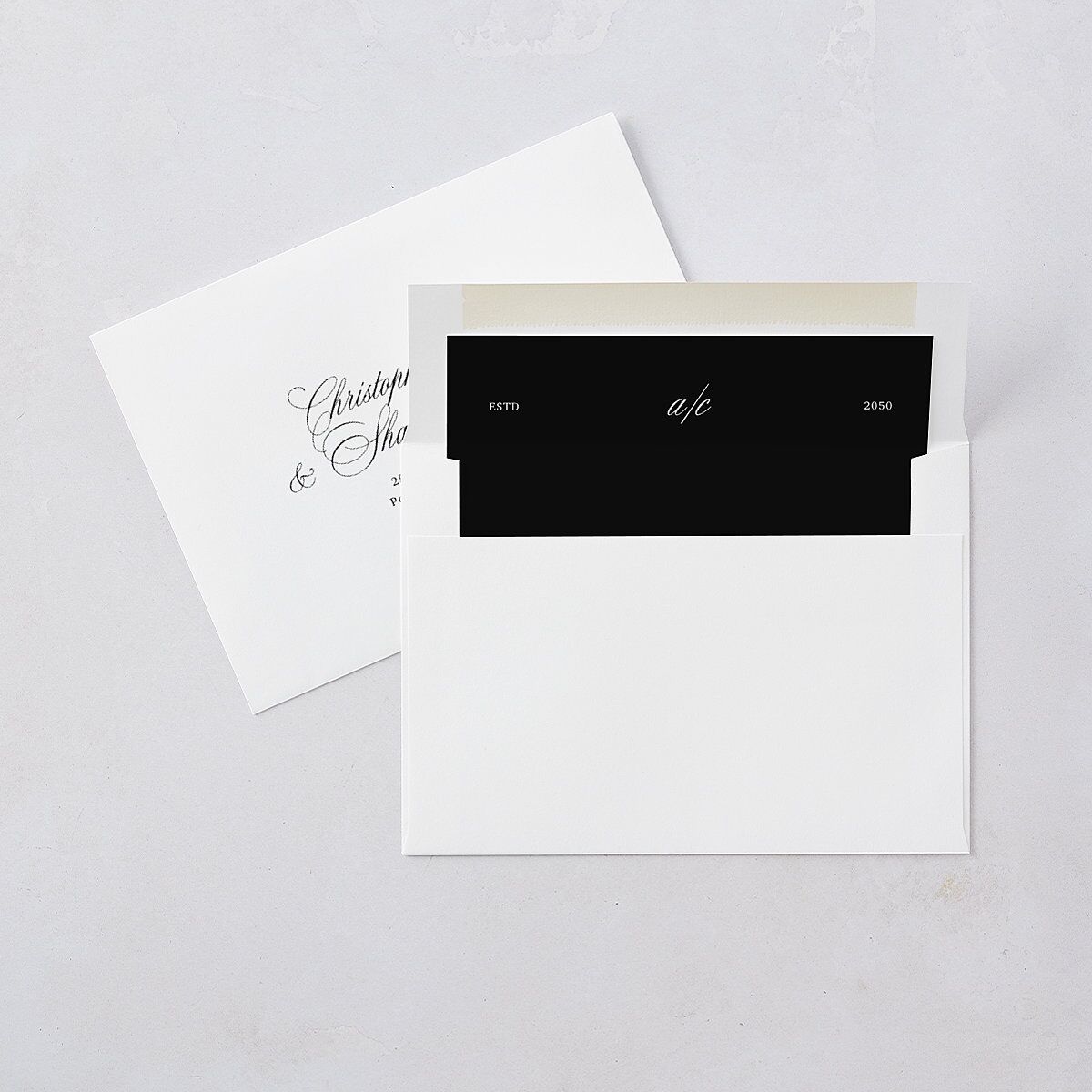 Elegant Old Money Script Photo Save the Date Cards Pure White Signature smooth Blank No Standard