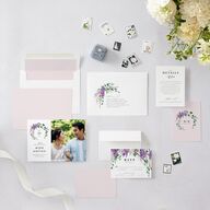 Romantic Wisteria Save The Date Cards Purple Petal Signature smooth Blank No Standard