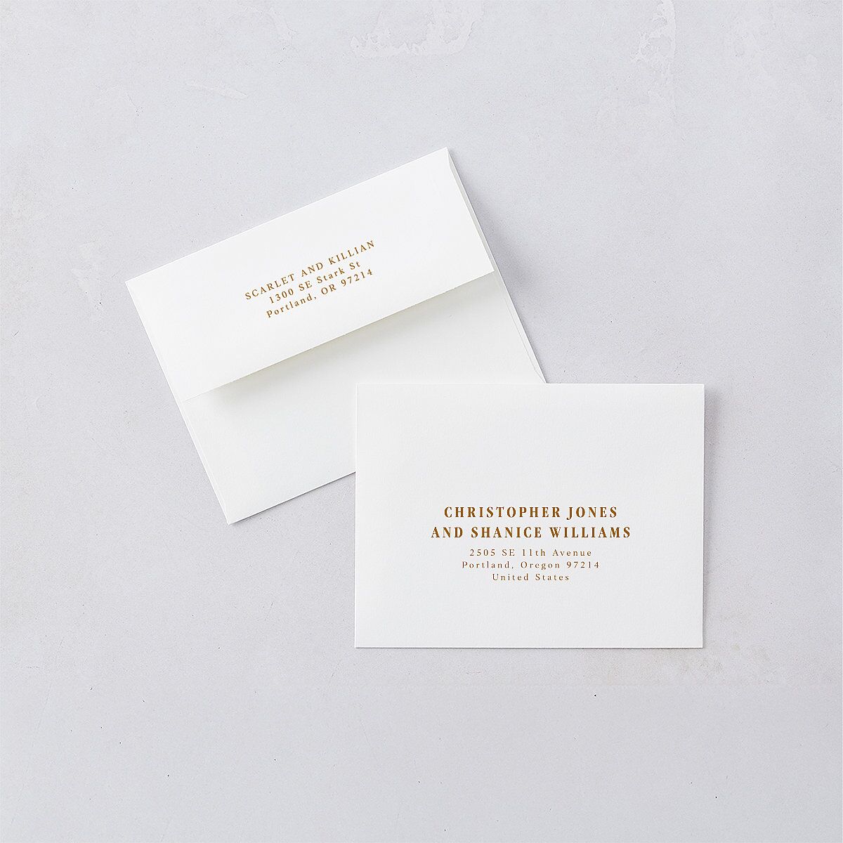 Elegant Minimalist Photo Save the Date Petite Card Envelopes White Saddle Both Recipient and Return Addresses Signature Standard