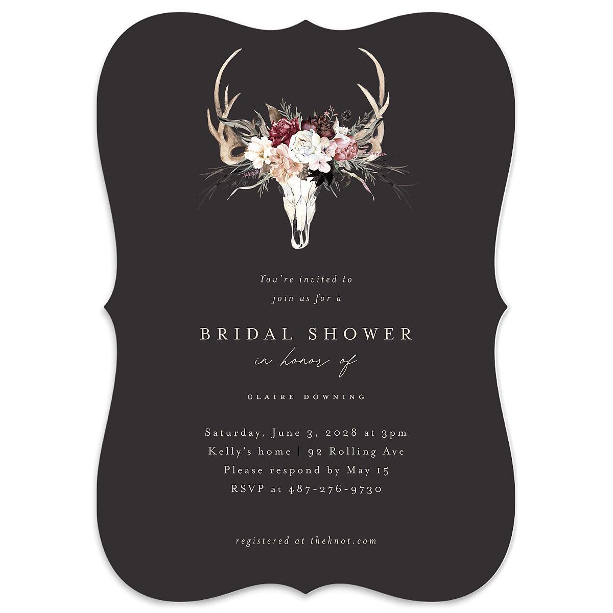Gothic Antlers Bridal Shower Invitations