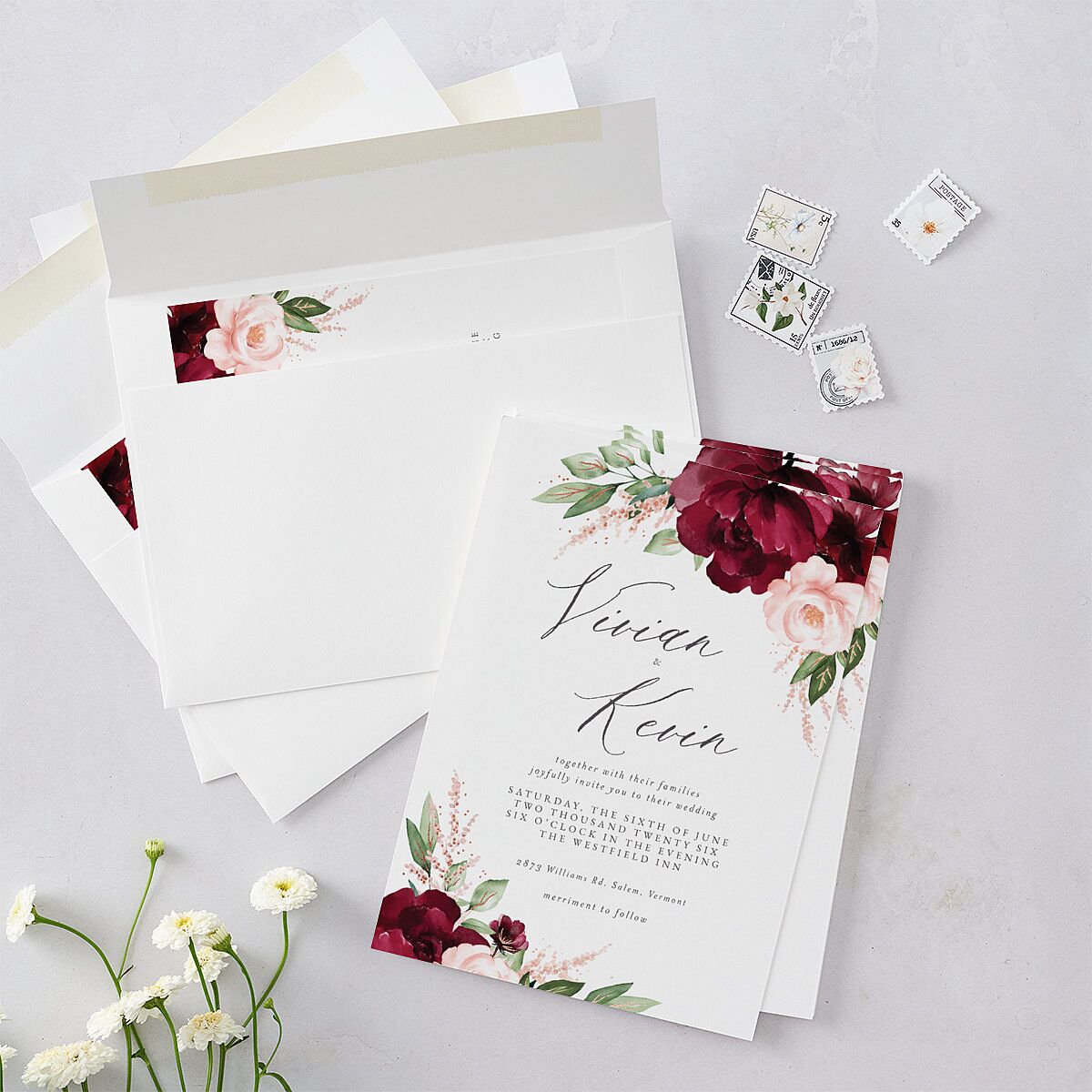 Beloved Floral Foil Wedding Invitations — view 4