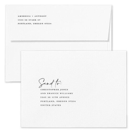 Scripted Thanks Holiday Card Envelopes Blue Linen Both Recipient and Return Addresses Standard Signature