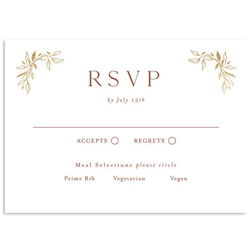 Monogram Leaves Wedding Response Cards Gold Walnut Signature Standard