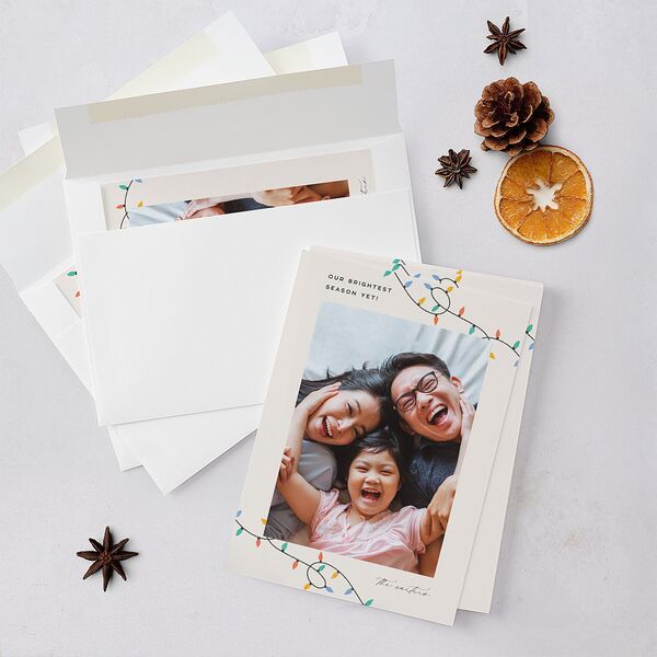 Whimsical Drawn Holiday Lights Holiday Cards Sapphire Signature Blank Standard