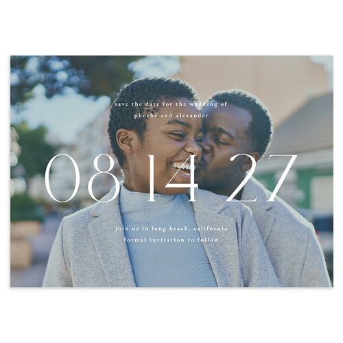 Striking Portrait Save the Date Cards Dark Emerald Signature smooth Blank No Standard