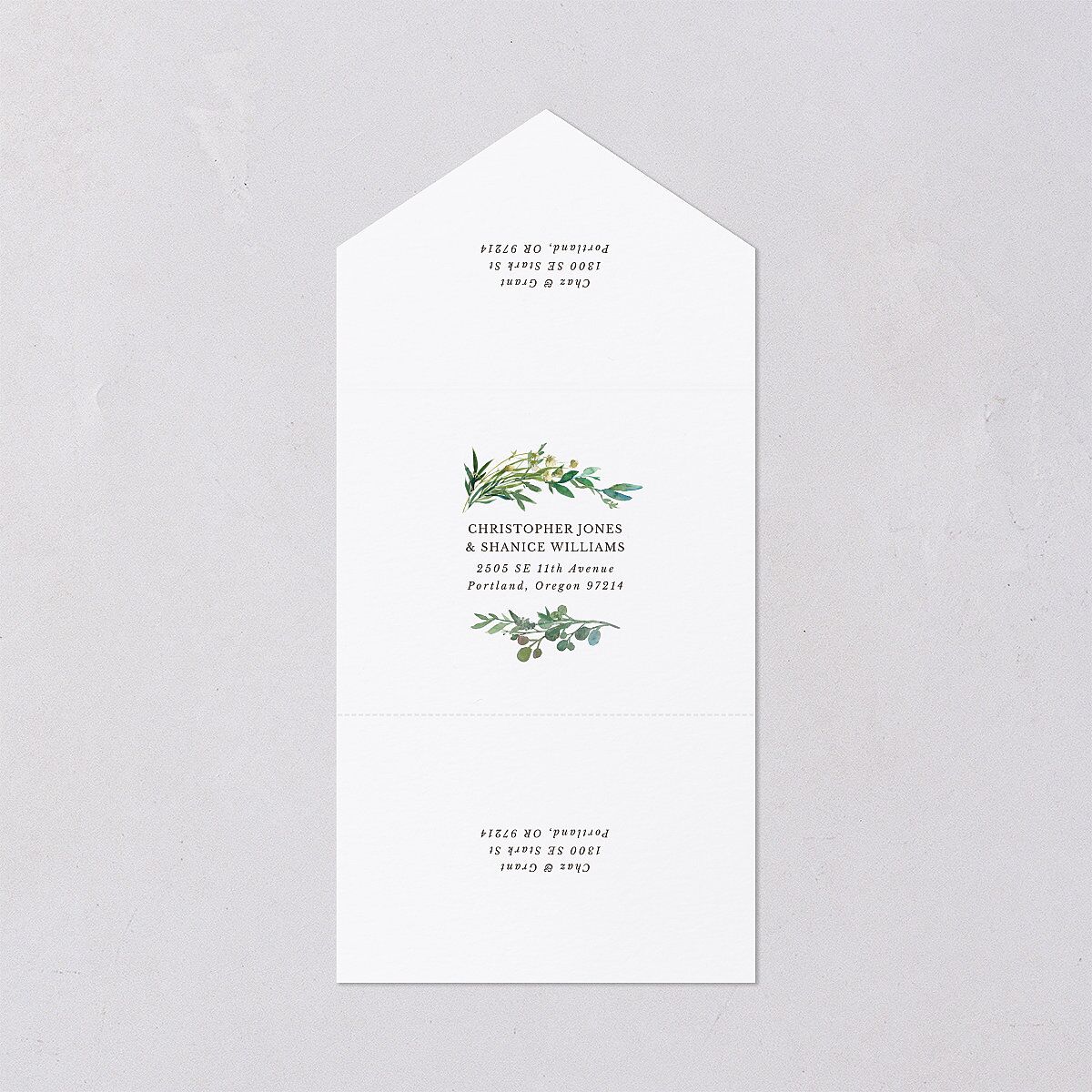 Leafy Hoops All-in-One Wedding Invitations Eucalyptus Signature Light Both Recipient and Return Addresses No