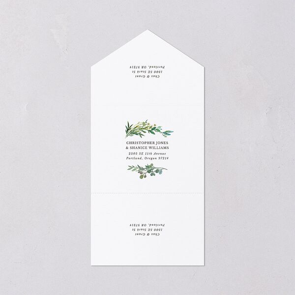 Leafy Hoops All-in-One Wedding Invitations Eucalyptus Signature Light Both Recipient and Return Addresses No