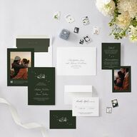 Elegant Mountain Monogram Wedding Invitations Dark Green Signature Blank Standard No