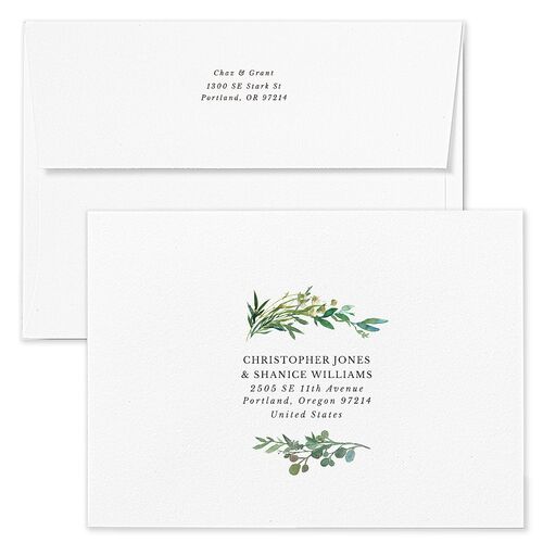 Leafy Hoops Wedding Invitation Envelopes Rose Eucalyptus Return Address Standard Signature