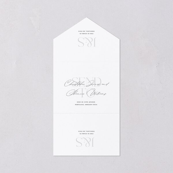 Overlay All-in-One Wedding Invitations Dark Navy Signature Light Both Recipient and Return Addresses No