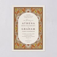 Intricate Vintage Wedding Invitations Tan Signature Blank No Standard