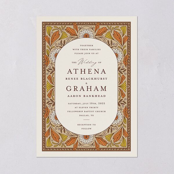 Intricate Vintage Wedding Invitations Tan Signature Blank No Standard