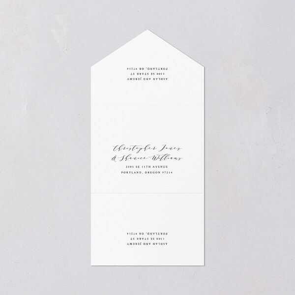 Simply Elegant All-in-One Wedding Invitations Champagne Signature Light Both Recipient and Return Addresses