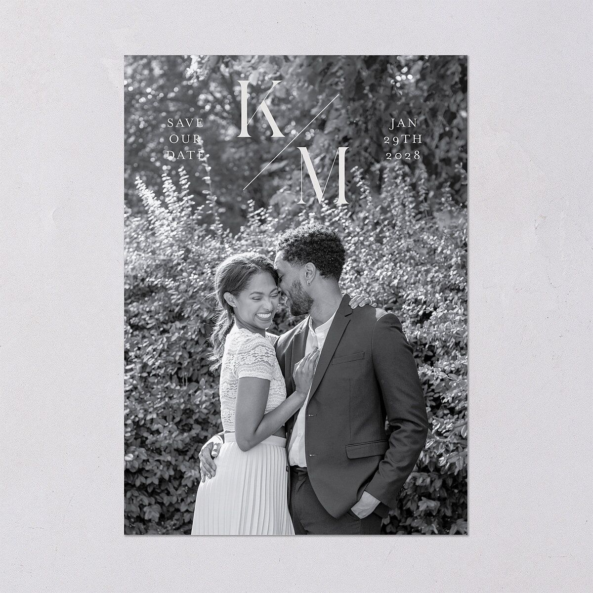 Monogram Slant Save the Date Cards — view 2
