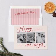 Whimsical Holiday Handwritten Holiday Cards Ruby Signature Blank Portrait  Standard