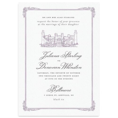 Medieval Castle Wedding Invitations Purple Haze Signature Blank No Standard