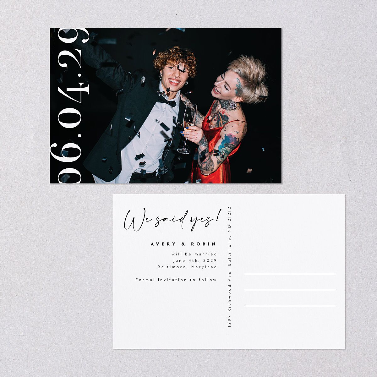 Modern Vow Save the Date Postcards — view 1