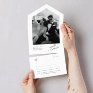 Elegant Sign Off All-in-One Wedding Invitations Pure White Signature Light Both Recipient and Return Addresses No