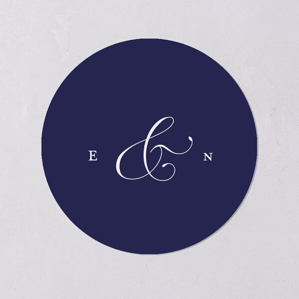 Classic Photo Wedding Stickers Navy Circle