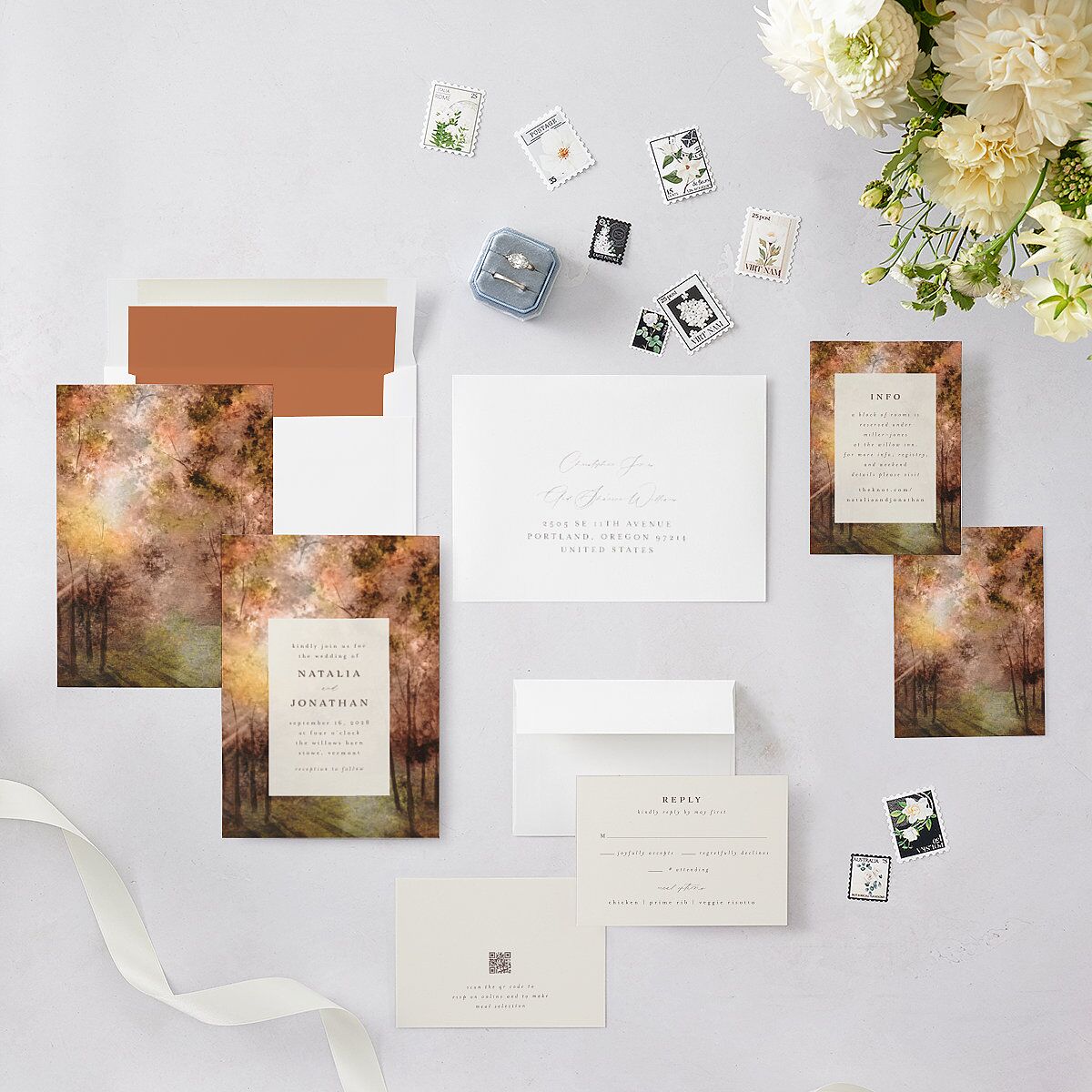Enchanted Forest Wedding Invitations Terracotta Signature Blank No Standard