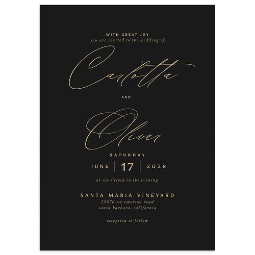 Simply Classic Wedding Invitations Midnight Signature Blank No Standard