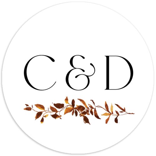 Simple Vine Wedding Stickers Terracotta Circle